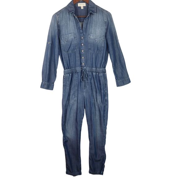 Cloth and Stone Tab Sleeve Utility Jumpsuit Women’s SZ XS 100% Tencel EUC - Picture 1 of 16